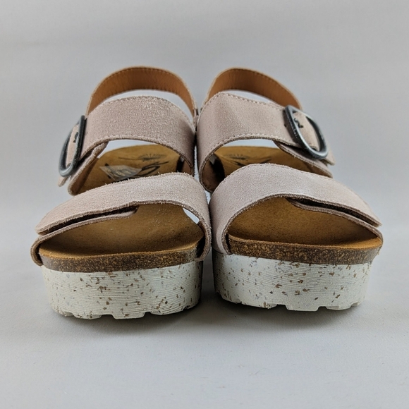 OTBT Peasant Wedge Platform Slingback Sandal Suede Leather Rosetta Blush 8 NWOB - Picture 8 of 13